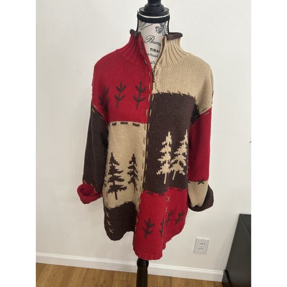 Vintage Mandal Bay Sweater W/Quarter Zip Pine Forest CabinCore Rustic Chic XXL - Picture 1 of 7